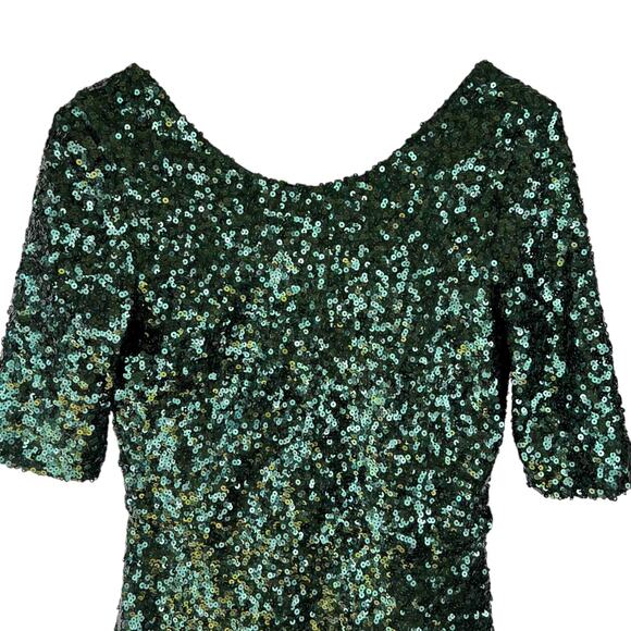 French Connection : Ozlem Green Sequin Short Skater Dress A-Line : 6 - Picture 3 of 11
